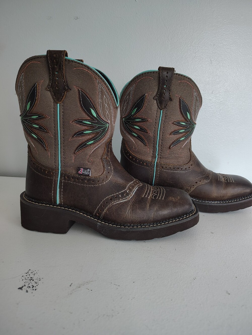 Justin Gypsy Nettie GY9536 Womens 6.5 B Western Cowboy Boots Brown Turquoise